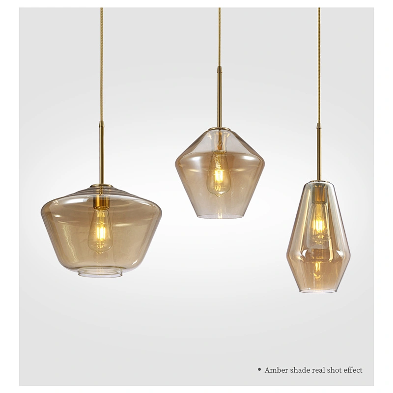 Modern dining room glass chandelier dining room table industrial style coffee shop western restaurant lamp aluminum light