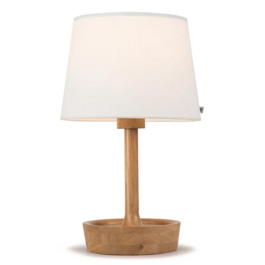 Adjustable wooden table lamp with parchment shade