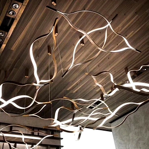 New Modern Restaurant Chandelier Simple Wave Led Bar Front Desk Nordic Hotel Lights