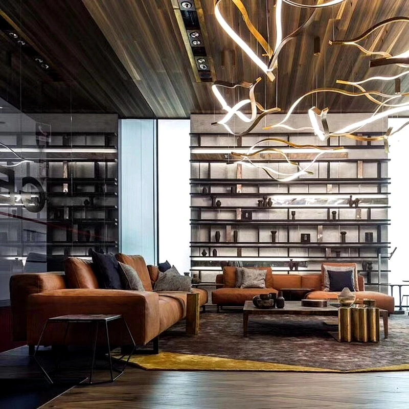 New Modern Restaurant Chandelier Simple Wave Led Bar Front Desk Nordic Hotel Lights