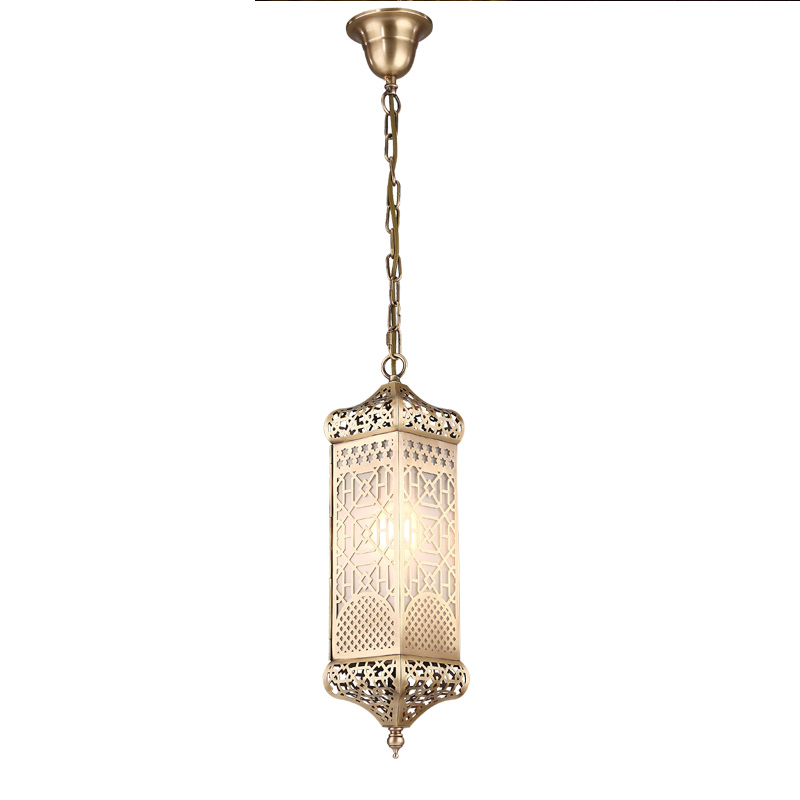 All Copper Moroccan Chandelier Living Room Lamp Hollow-Out Carved Flower Lamp Cafe Lighting Creative Personality Restaurant Lamp