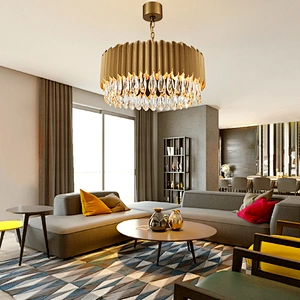 Modern french empire round dining room luxury led stainless steel k9 crystal lights chandelier