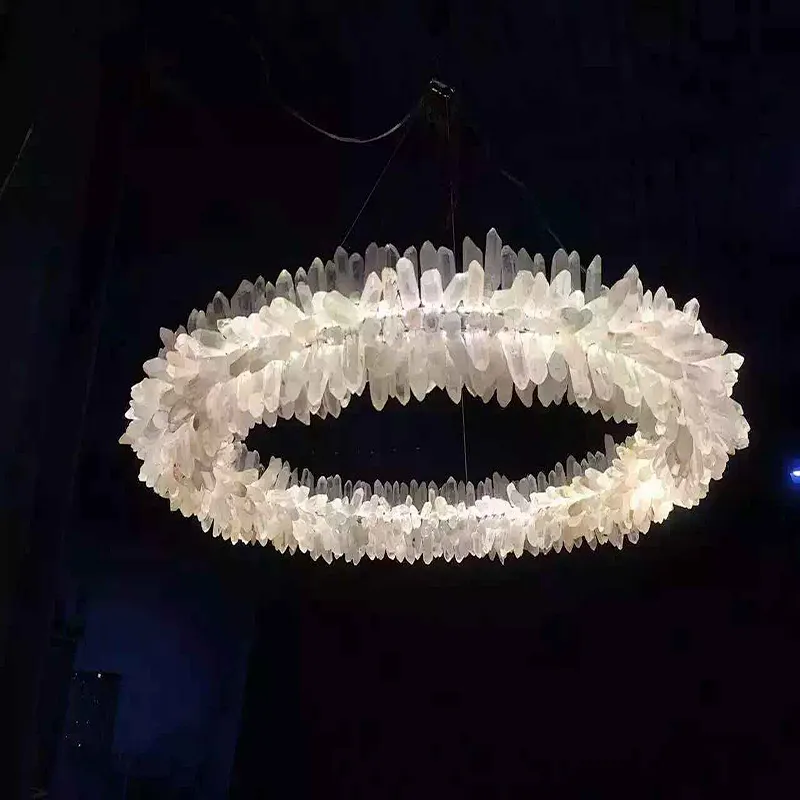 New design round luxury crystal prism contemporary LED pendant lamp for modern hotel