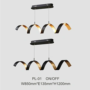 Modern Nordic Design Spiral Aluminum Black With Gold Led Pendant Lamps