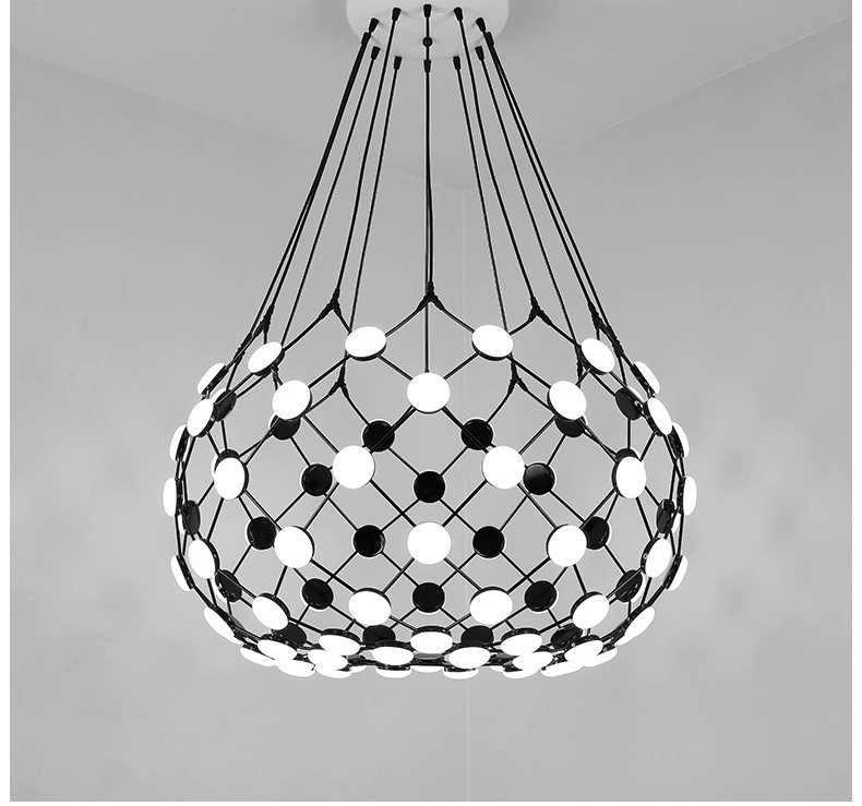 Modern White And Black Net Pendant Light Acrylic White Oval Led Pendant Lighting