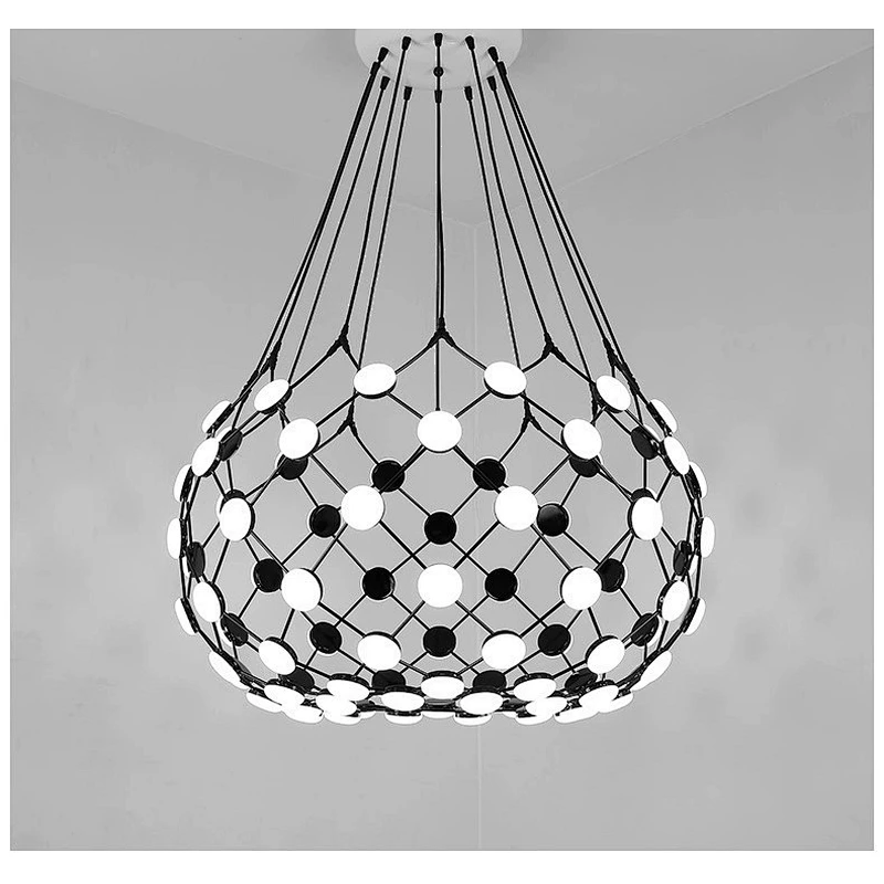 Modern White And Black Net Pendant Light Acrylic White Oval Led Pendant Lighting