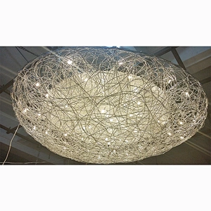 Modern pendant light dining room hotel large luxury handcrafted aluminum mesh wire ceiling lamp