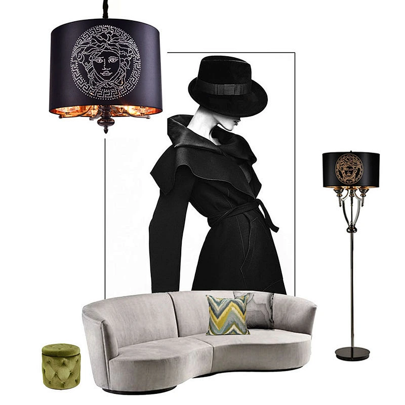 Modern decoration vintage luxury sculpture black and gold floor lamp