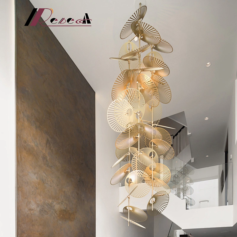 European-Style Creative Hotel Clubhouse Hollow-Leaf Chandelier Villa Revolving Staircase Lamp Chandelier