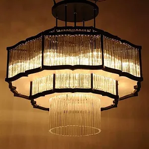 Decorative Indoor Lobby Crystal Lamp Round Pendant Lamp For Hotel Project
