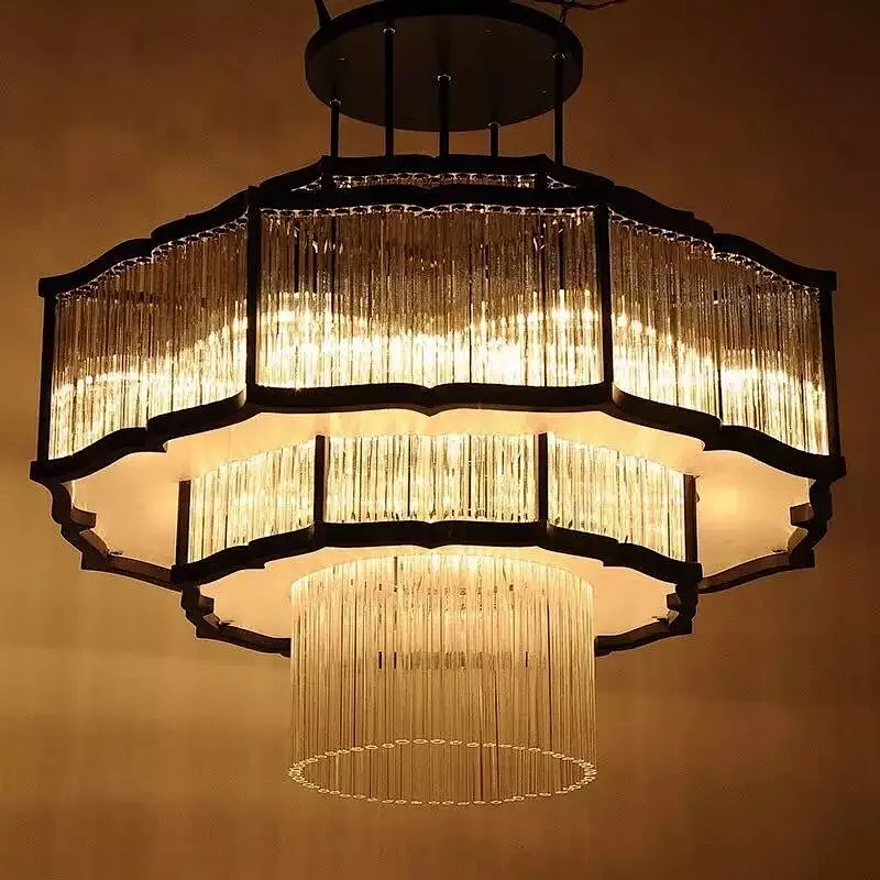 Decorative Indoor Lobby Crystal Lamp Round Pendant Lamp For Hotel Project