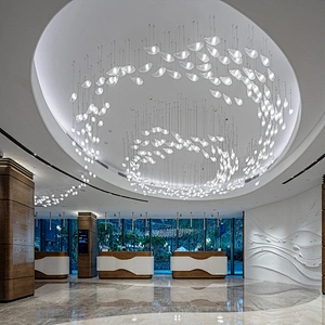 Custom made hotel large lobby modern ceiling pendants crystal lighting chandelier