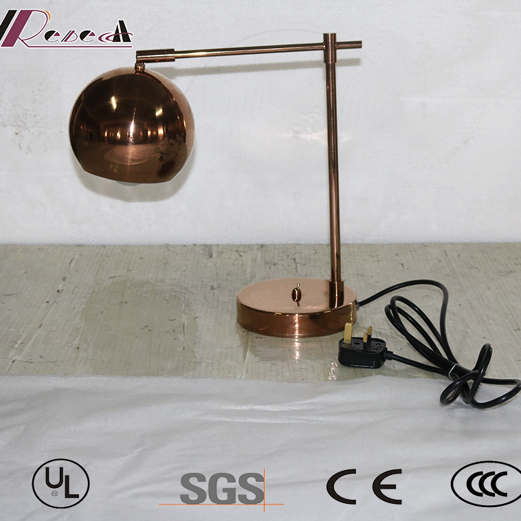 New Design Copper Finish E27 Holder 360 Degree Rotatable Bedside Table Lamp