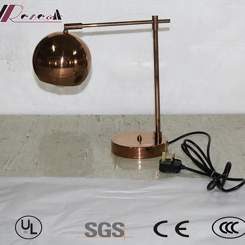 New Design Copper Finish E27 Holder 360 Degree Rotatable Bedside Table Lamp