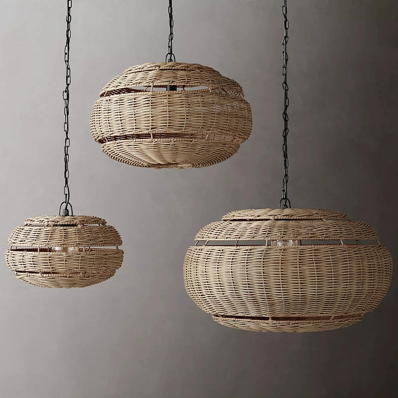 Woven Chandelier Chinese In Teahouse Dining Room Bedroom Rattan Chandelier