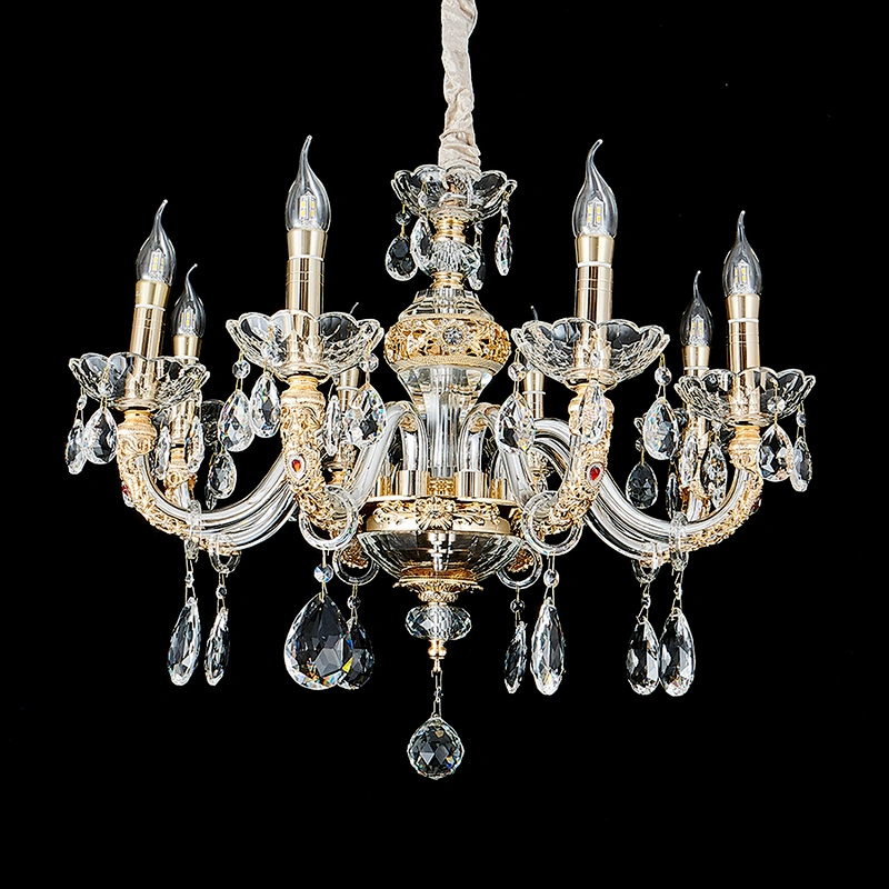 Modern hotel lobby luxury lighting round stainless steel crystal chandelier pendant light