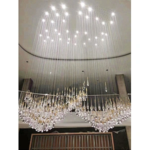 Creative Hotel shopping mall raindrop crystal chandelier engineering design custom combination meteor shower lamp