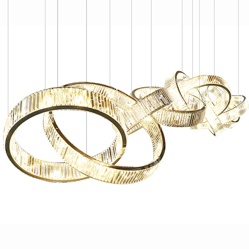 Custom large project hotel round luxury lighting crystal led pendant chandelier