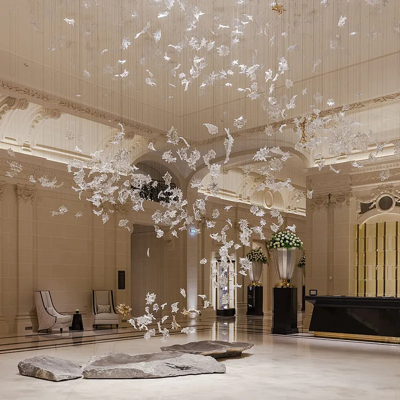 Modern design luxury glass chandeliers pendant lights Custom large hotel lobby chandelier lighting