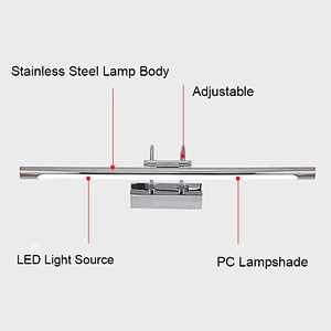 Modern IP44 9W 12W 14W 16W waterproof Mirror Lamp Wall Chromium Iron custom LED Hotel Bathroom Mirror Wall lights