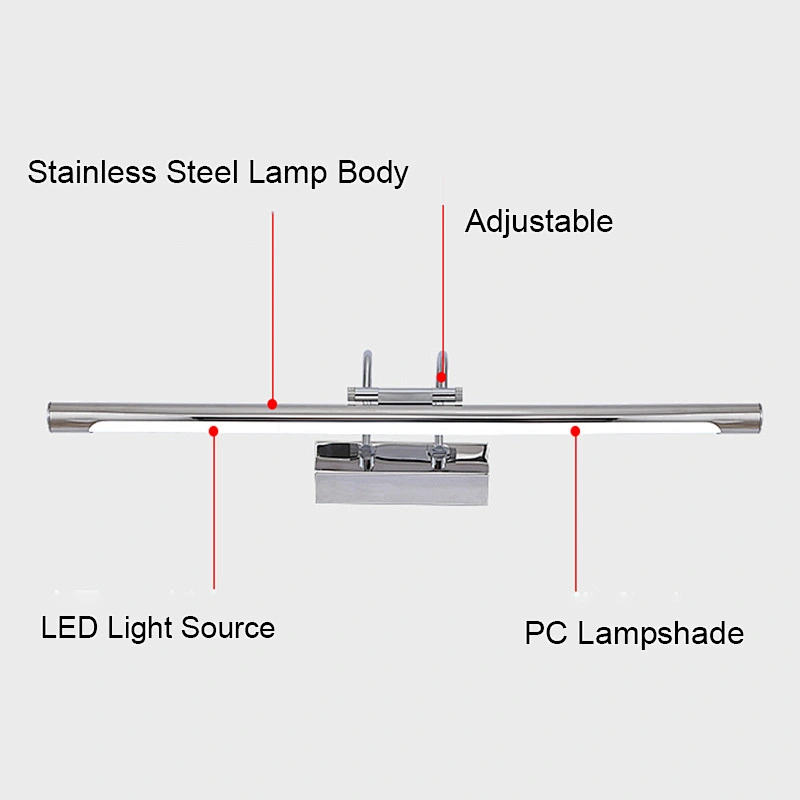 Modern IP44 9W 12W 14W 16W waterproof Mirror Lamp Wall Chromium Iron custom LED Hotel Bathroom Mirror Wall lights