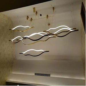 New Modern Restaurant Chandelier Simple Wave Led Bar Front Desk Nordic Hotel Lights