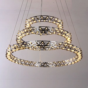 Modern Home  Ring Spark Stainless Steel Chandeliers Led Shop Ambience Decor Silver Lights Free Combination