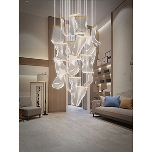 Nordic new dining room ceiling acrylic chandelier  luxury villa light stairs hotel chandelier engineering
