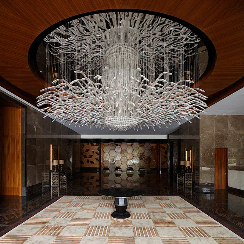 Modern large hotel lobby project decoration glass crystal chandelier