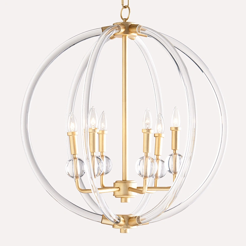 Simple living room crystal chandelier northern Europe luxury round dining room bedroom lamp modern study copper chandelier