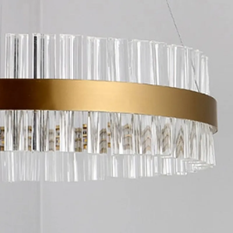 Modern simple and fashionable living room dining room bedroom ring crystal Fish line pendant lamp