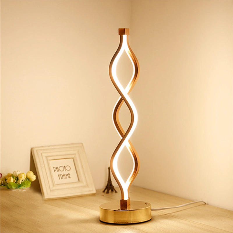 Modern creative bedside spiral night led reading desk light table lamp