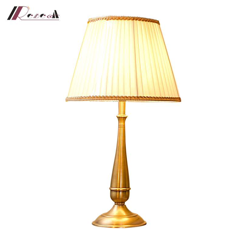 Classic Solid Brass Nightstand Table Lamp For Bedroom Modern Desk Lamps