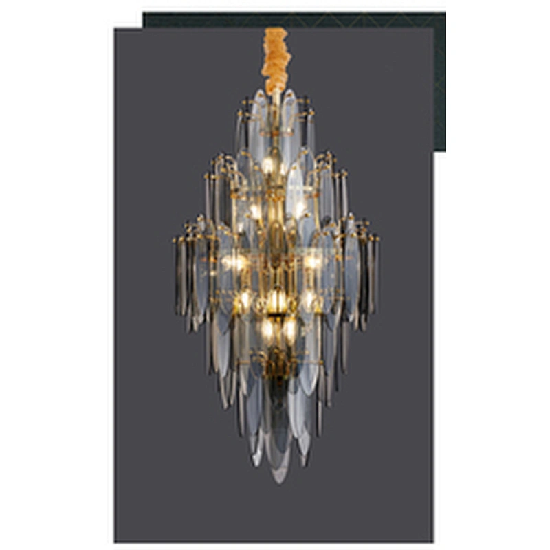 Luxury Glass Craft Hotel Led Chandelier Villa Living Room Revolving Staircase Glass Chandelier