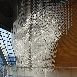Customizable modern large hotel lobby wedding luxury glass long chandelier