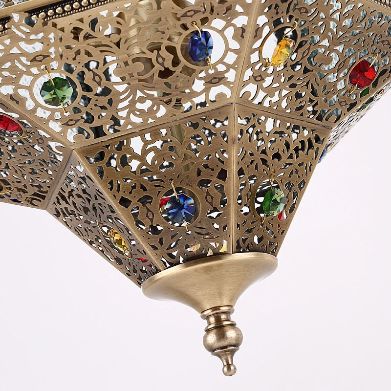 Islamic Chandeliers Iron Lamps with Nostalgic Moroccan Style Chandeliers&pendant Lights Frosted Glass Custom Hotel Restaurant 90