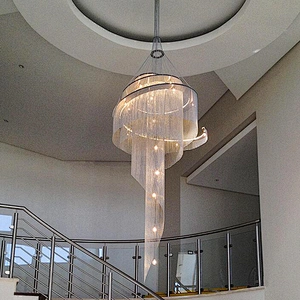 Large Living Room Villa Exhibition Hall Golden Ceiling Crystal Chandelier Hotel Project Tassel Revolving Staircase Chandelier