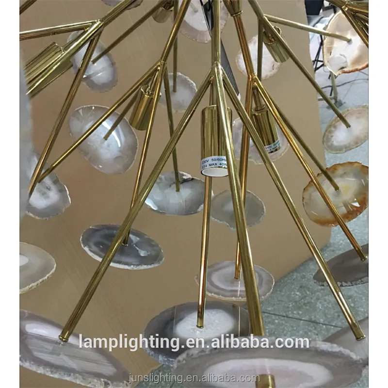 New Design Globe Luxury Natural Jade Agate Pendant Lamp Chandeliers Pendant Lights