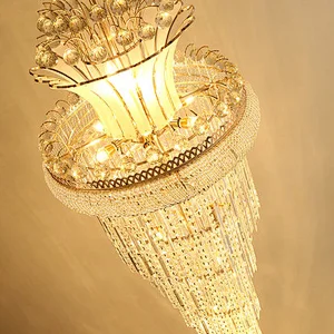 European style LED Crystal Hotel lobby chandeliers luxury villa staircase chandeliers