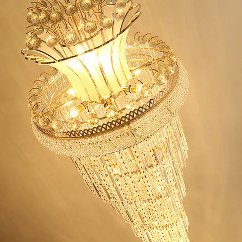 European style LED Crystal Hotel lobby chandeliers luxury villa staircase chandeliers