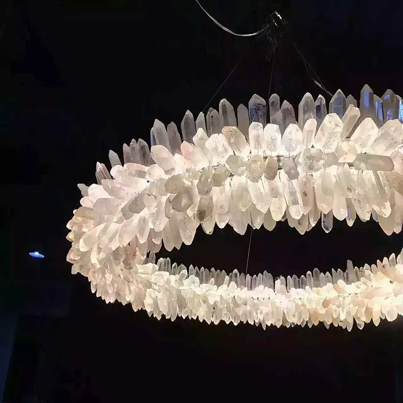 New design round luxury crystal prism contemporary LED pendant lamp for modern hotel