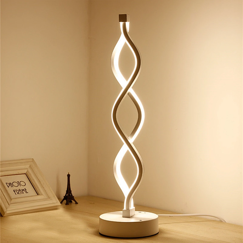 Modern creative bedside spiral night led reading desk light table lamp