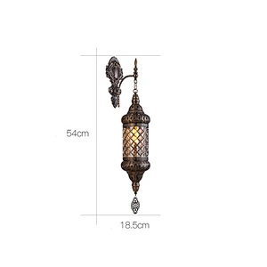 Single Head Glass Lampshade Restaurant Wall Light, Handmade Iron Hotel Atmosphere Hollow Wall Light E27 15W