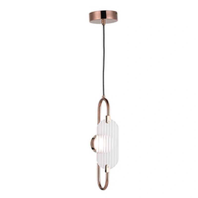 Custonzed clear ribbed glass pendant lamp hanging light matching table light modern simple rose gold chandelier