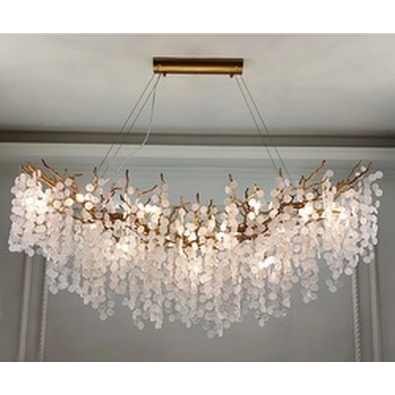 Creative Living Room Snow Chandelier Room Bedroom Light Modern Copper Branch Dining Room Ceiling Glass Chandelier