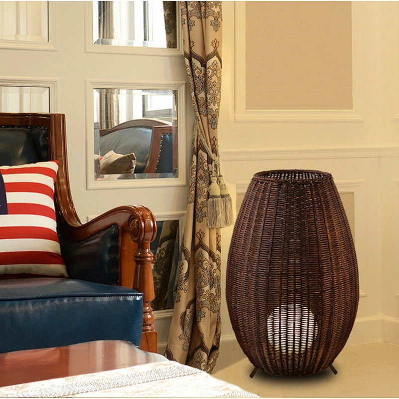 Modern unique hotel Living room bedroom rattan standing table floor lamp
