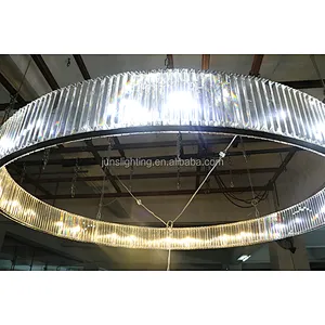 Big Circle Crystal Strip Project Pendant Lamp With 2 Color Light Chandeliers Pendant Lights