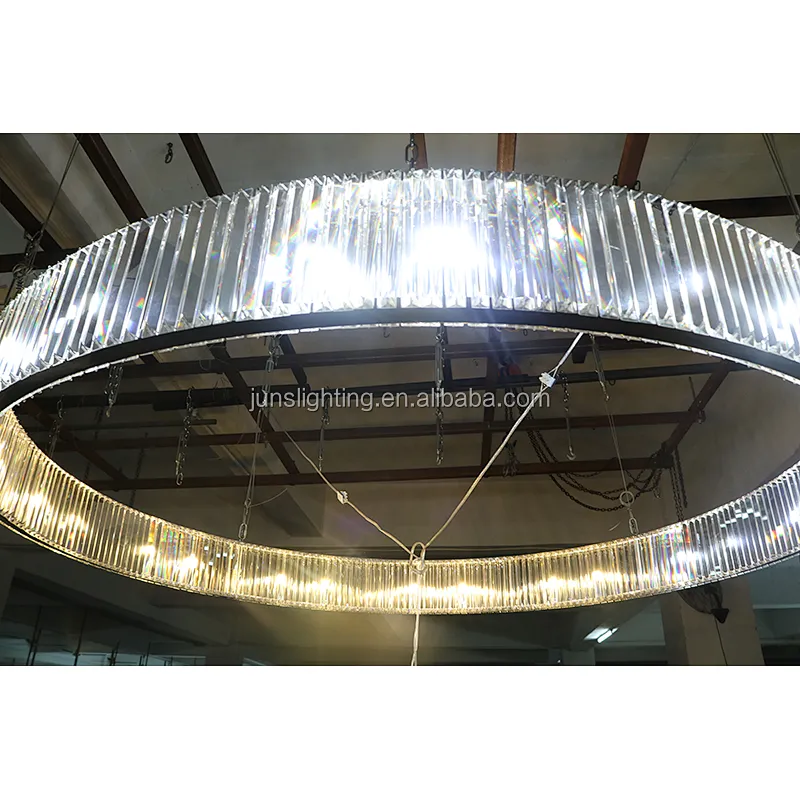 Big Circle Crystal Strip Project Pendant Lamp With 2 Color Light Chandeliers Pendant Lights