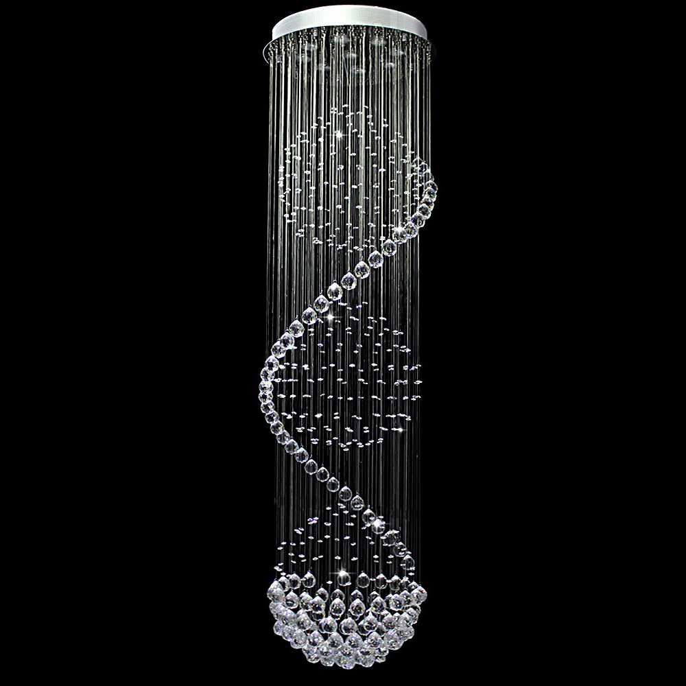 Modern Spiral Beaded String Hanging Luxury  K9 Crystal Chandelier Pendant Lighting