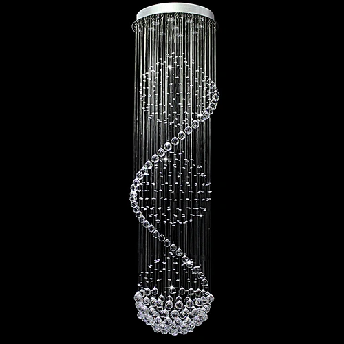 Modern Spiral Beaded String Hanging Luxury  K9 Crystal Chandelier Pendant Lighting